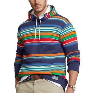 New Polo Ralph Lauren Men's Blue Multi Awning Stripe Pullover Hoodie XXL $228